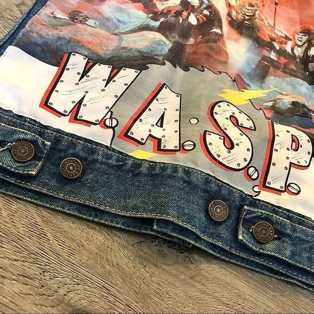 VTG 1980 Gap Pioneer Denim Jacket Wasp The Last Command Embroider Men’s Medium - Picture 3 of 9